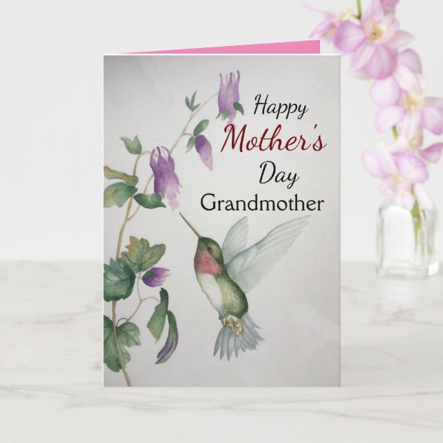 Großmutter Happy Mother's Day Hummingbird Card Karte (Orchidee)