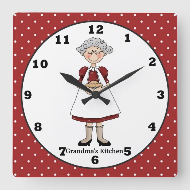 Großmutter-Küchenspass-Uhr Quadratische Wanduhr (Vorderseite)