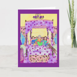 Großmutter liest zu den Kindern, Hundgruß-Karte Karte