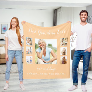 Großmutter pfirsiches Foto sammelt Enkel Fleecedecke