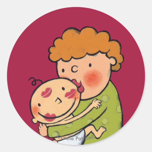 Großmutter-rosa Lippenstift-Küsse für Baby Runder Aufkleber (Vorderseite)