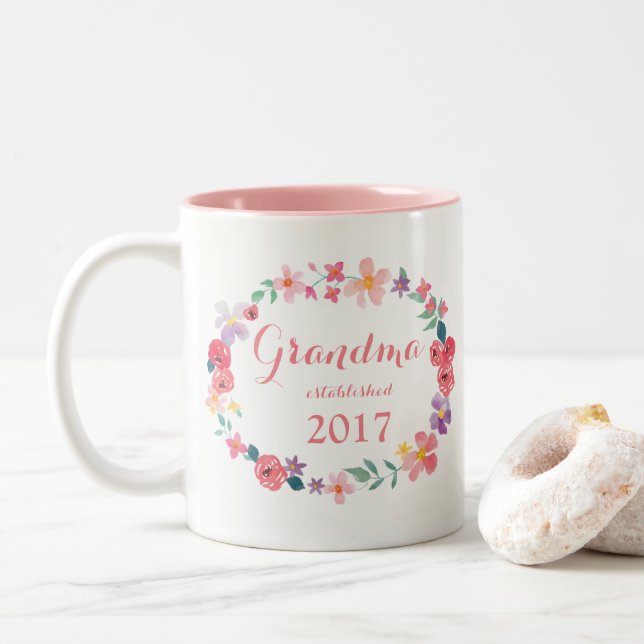 Großmutter stellte 20 her-- Kundenspezifische Zweifarbige Tasse (Mit Donut)