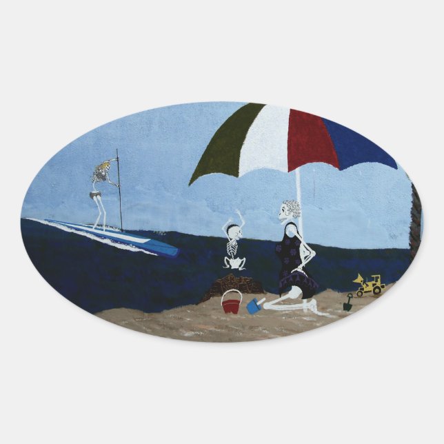 Großmutter-Tag am Strand Ovaler Aufkleber (Vorderseite)