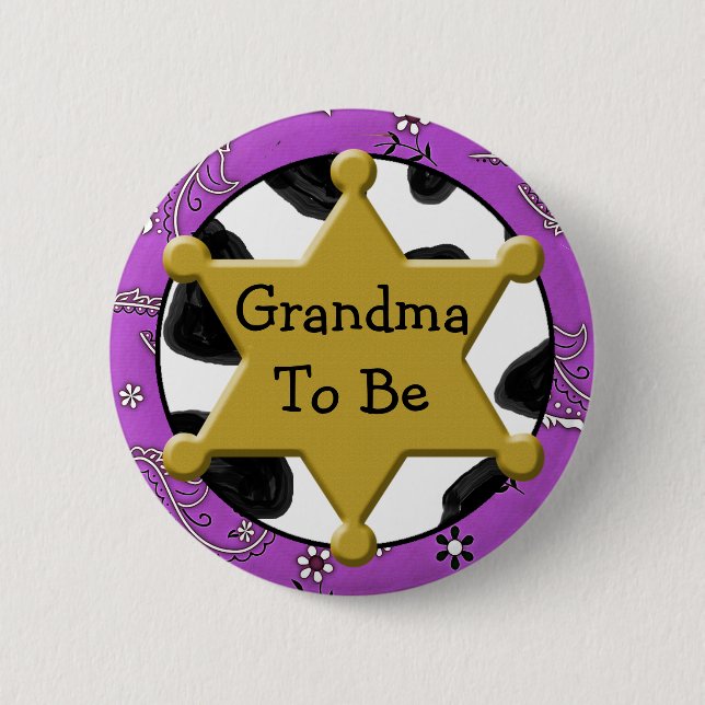 Großmutter to Be Blue Bandanna Baby Showknopf Button (Vorderseite)