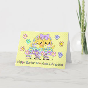 Großmutter-u. Großvater-niedliche Ostern-Küken in Feiertagskarte