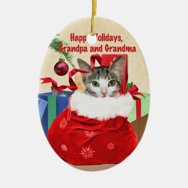 Großmutter-und des Großvaters Weihnachtsverzierung Keramik Ornament (Vorne)