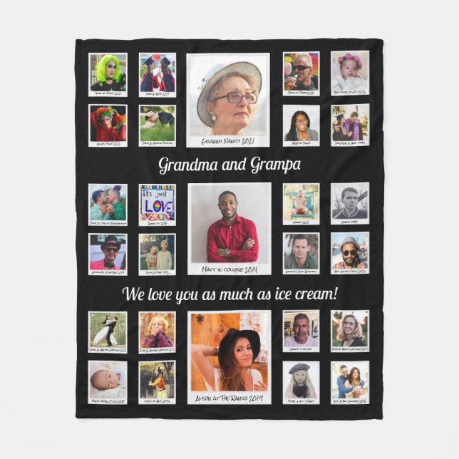 Großmutter und Großvater Familie FotoCollage Fleecedecke (Vorderseite)