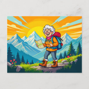 Großmutter-Wanderillustration Feiertagspostkarte