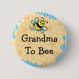 Großmutter zu Bee Blue Honeycomb Baby Showknopf Button