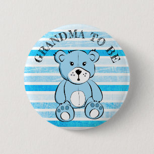 GROSSMUTTER, zum blauer Teddybär-Babyparty-Knopf Button
