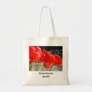 Großmutters Sachen Tragetasche Rote Tulpen Blumen 