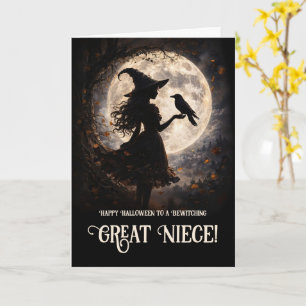 Großnichte Frohes Halloween Hexe und Rabe Karte