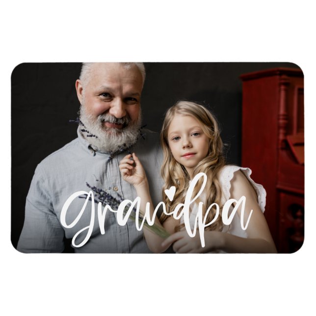Großpa Liebe Skript Personalisiertes Geschenk Foto Magnet (Horizontal)
