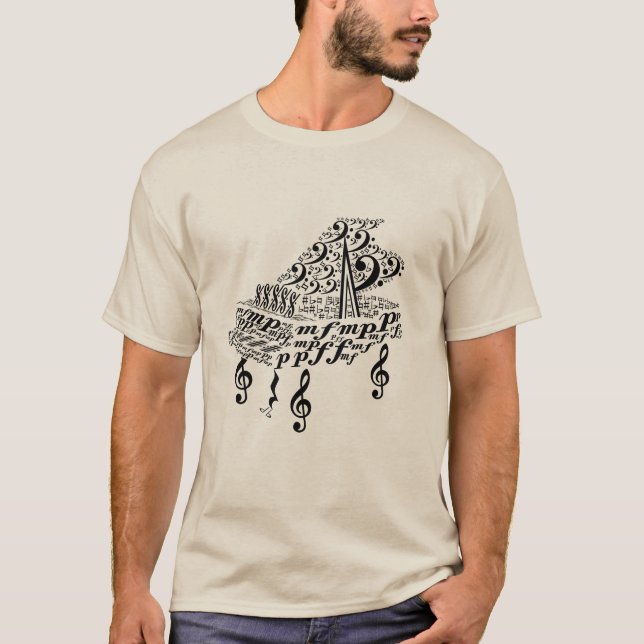 Großpiano, Chopin, Musiknote, Musiksymbole T-Shirt (Vorderseite)