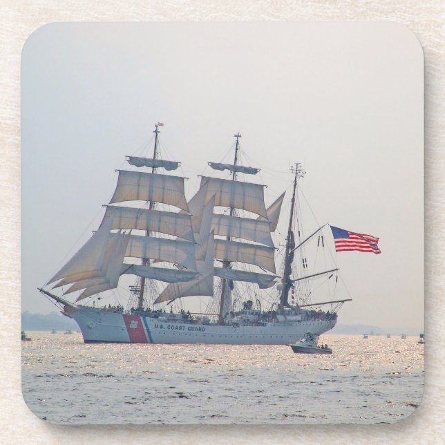 Großschiff, Clipper Schiff, Segel, US-Küstenwache Untersetzer (Vorderseite)