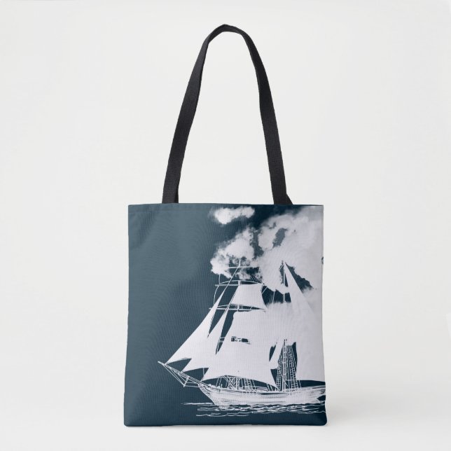 Großschiff und Wolken Tasche (Vorderseite)