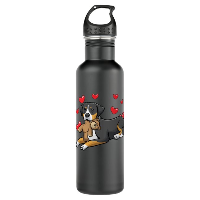 Großschweizer Hund mit ausgestopften Tieren Edelstahlflasche (Vorderseite)