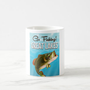 Großseen-Angeln Vintage-Reiseposter Kaffeetasse