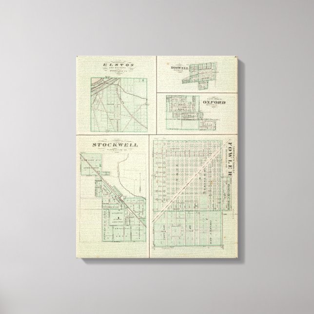 Großstadt Fowler, Benton Co Leinwanddruck (Vorderseite)