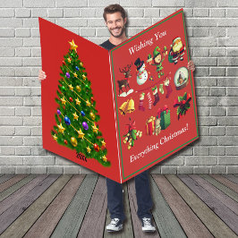 GRÖSSTE Weihnachtskarte Kindername Santa Sleigh