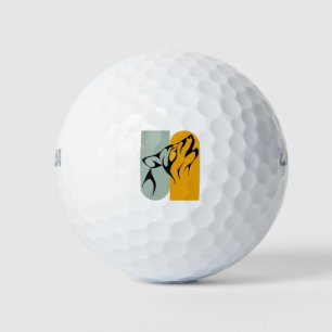 Größter Alpha Retro Gray Moon Wolf Howling Art Golfball