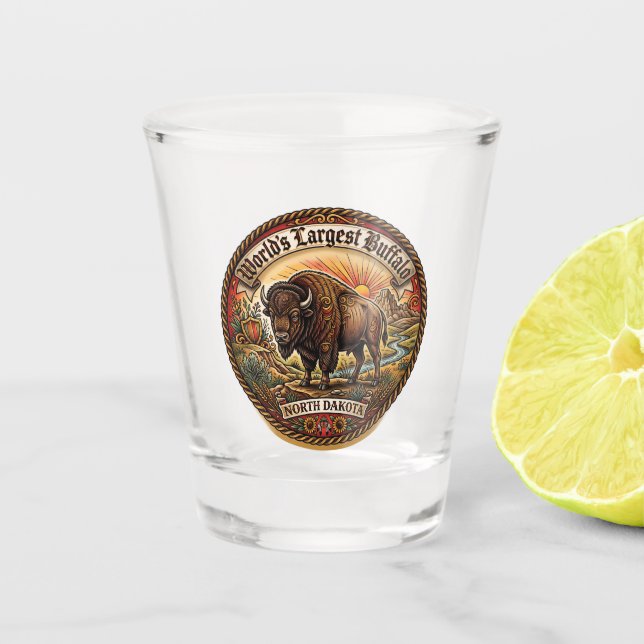 Größter Büffel der Welt USA Schnapsglas (Vorderseite)