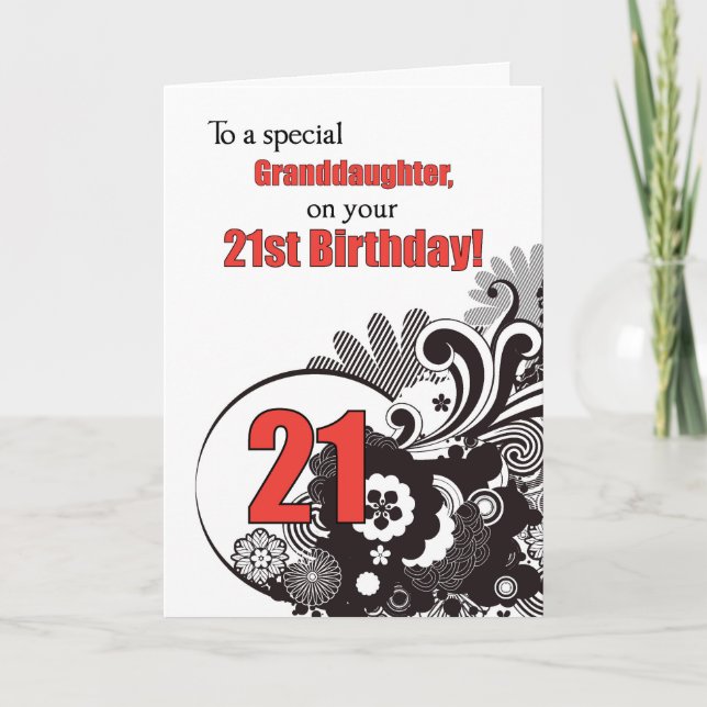 Großtochter, 21. Geburtstag Religiöse Wirbel Karte (Vorderseite)