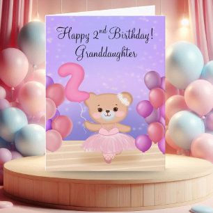 Großtochter 2. Geburtstag Teddy Bear Ballerina Karte