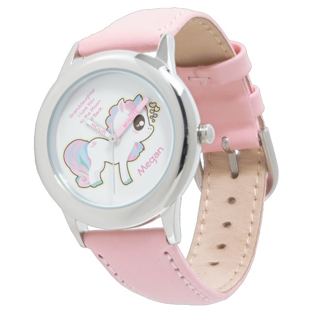 Großtochter Bezel Stainless Steel Watch/Unicorn Armbanduhr (Schrägansicht)