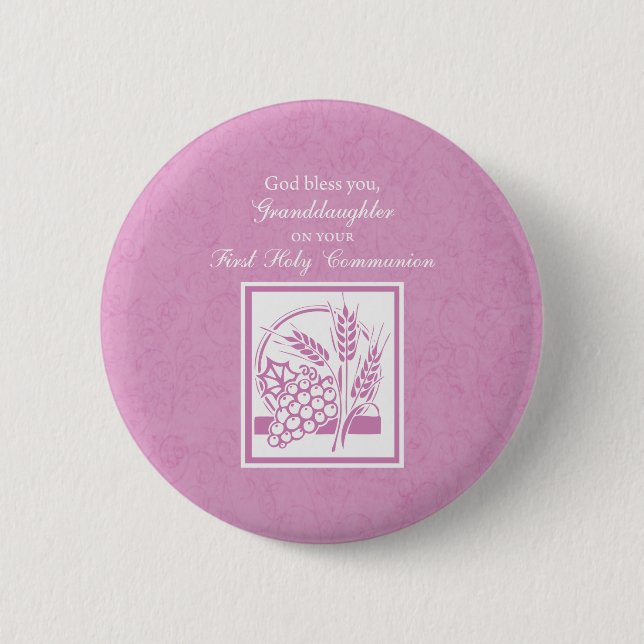 Großtochter Erste Kommune, Rosa Button (Vorderseite)