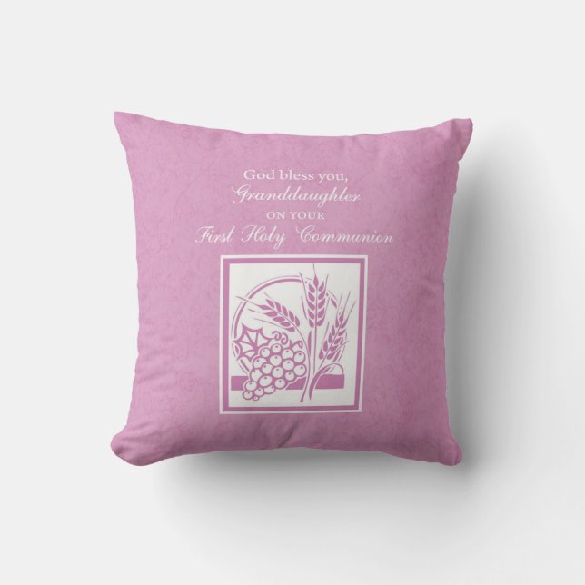 Großtochter Erste Kommune, Rosa Kissen (Vorderseite)