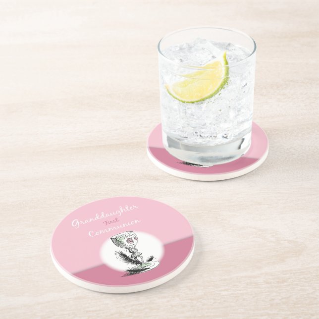 Großtochter First Communityrosa, Chalice Getränkeuntersetzer (Seite)