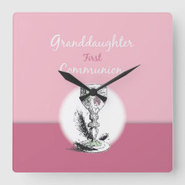Großtochter First Communityrosa, Chalice Quadratische Wanduhr