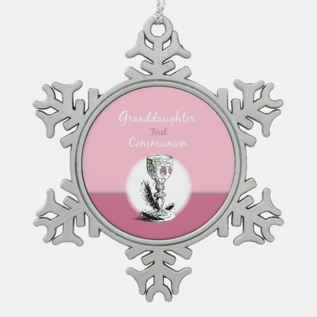 Großtochter First Communityrosa, Chalice Schneeflocken Zinn-Ornament (Vorderseite)