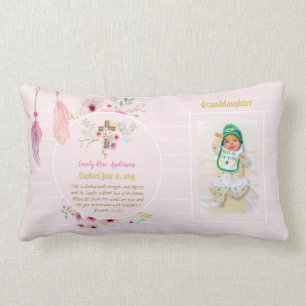 Großtochter FOTO Taufe Christening Pink Lendenkissen