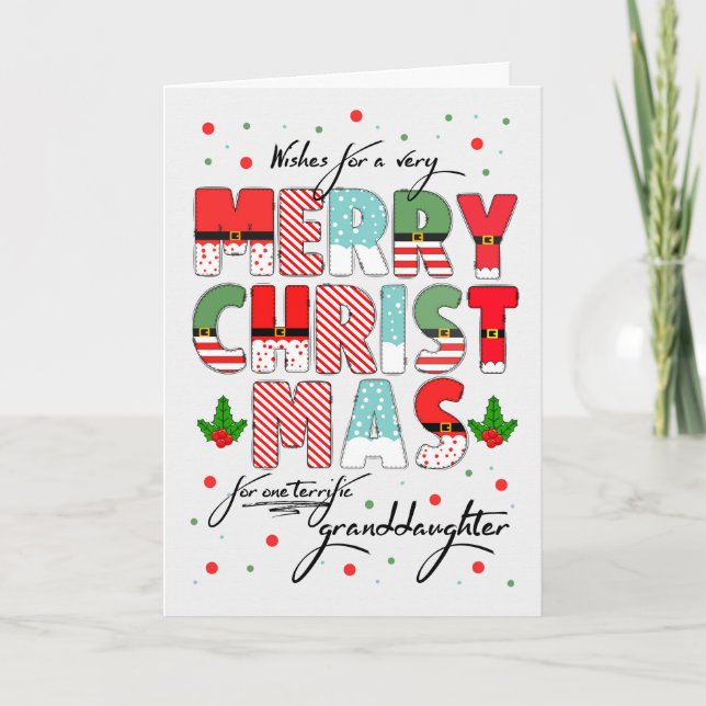 Großtochter Frohe Weihnachtsbriefe Feiertagskarte (Vorderseite)
