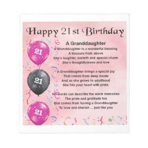 Großtochter Gedicht - 21. Geburtstag Notizblock