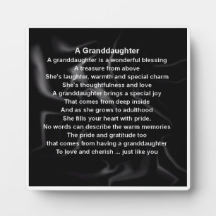 Großtochter Gedicht Plaque - Schwarzes Seidendesig Fotoplatte