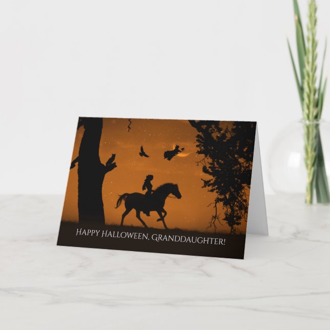 Großtochter Halloween mit Hexe und Pferd Karte (Vorderseite)