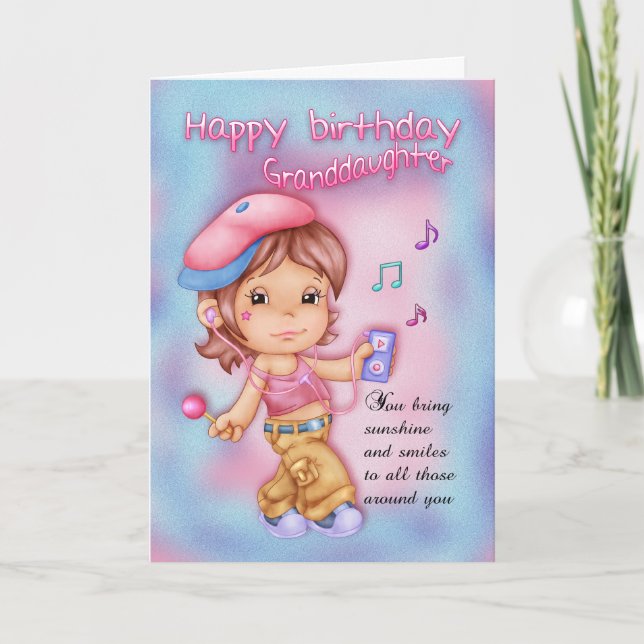 Großtochter Happy Birthday Pink and Blue - Little Karte (Vorderseite)