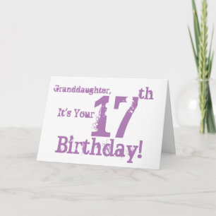 Großtochter hat lila 17. Geburtstag. Karte