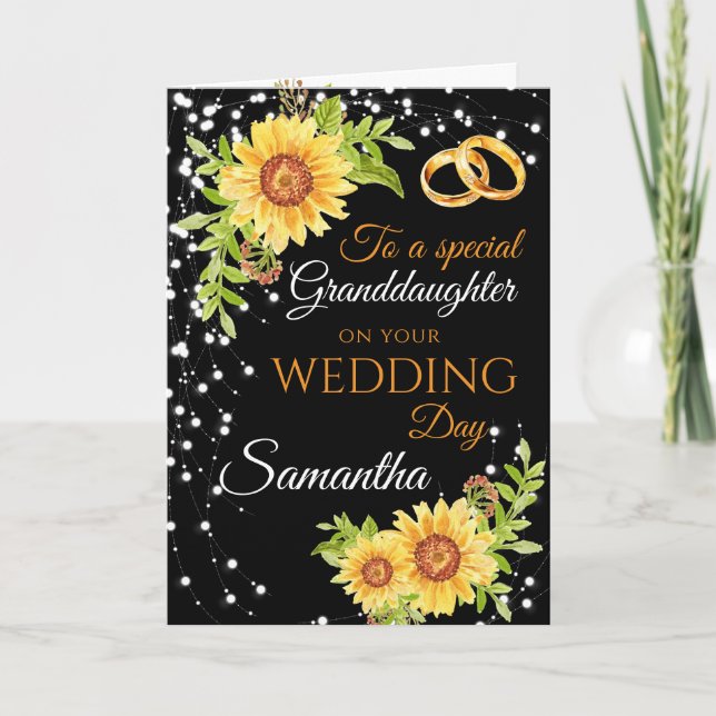 Großtochter Hochzeitstag Glückwünsche Sonnenblume Karte (Vorderseite)