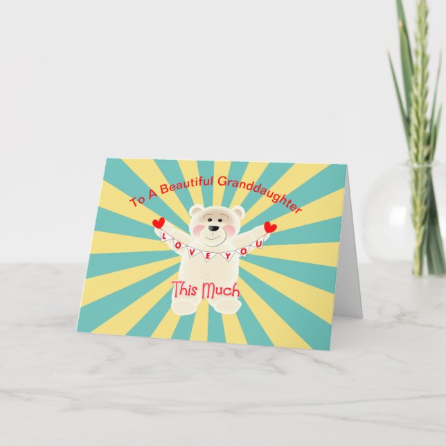 Großtochter Liebe Sie Niedlich Teddy Bär Karte (Vorderseite)