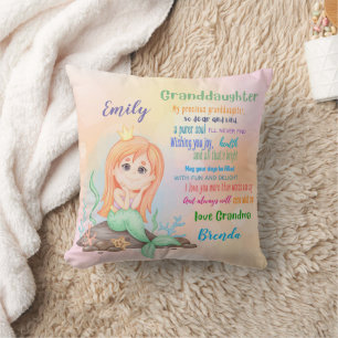 Großtochter Mermaid Geschenk Eigenes Gedicht Name  Kissen