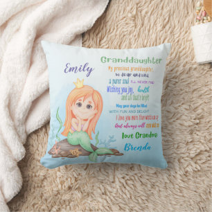 Großtochter Mermaid Geschenk Eigenes Gedicht Name  Kissen
