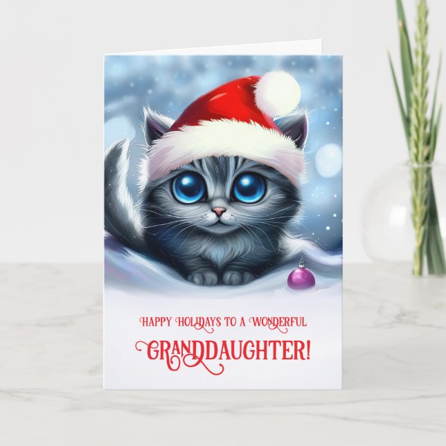 Großtochter Niedlich Kitten Weihnachtskarte Karte (Vorderseite)