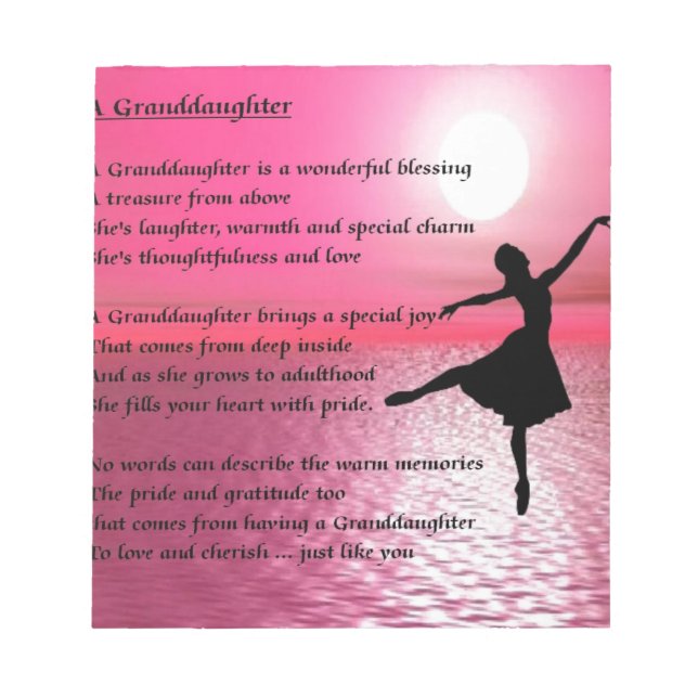 Großtochter Poem - Ballerina Notizblock (Vorderseite)