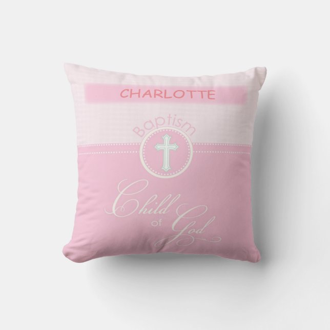 Großtochter Taufe, Individuelle Name, rosa Kind od Kissen (Vorderseite)