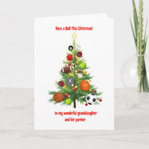 Großtochter und Partner Weihnachtsbaum Balls Feiertagskarte