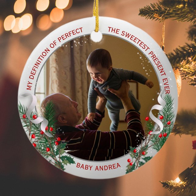 Großvater 1. Weihnachts-Klassik Silver Pflanze Rah Keramik Ornament (Von Creator hochgeladen)